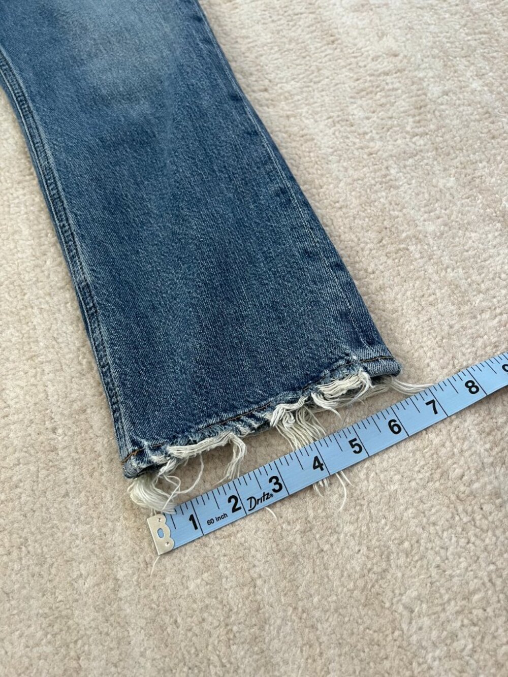 Agolde Riley High Rise Crop Jeans 27 Blue Distressed - Picture 6 of 11